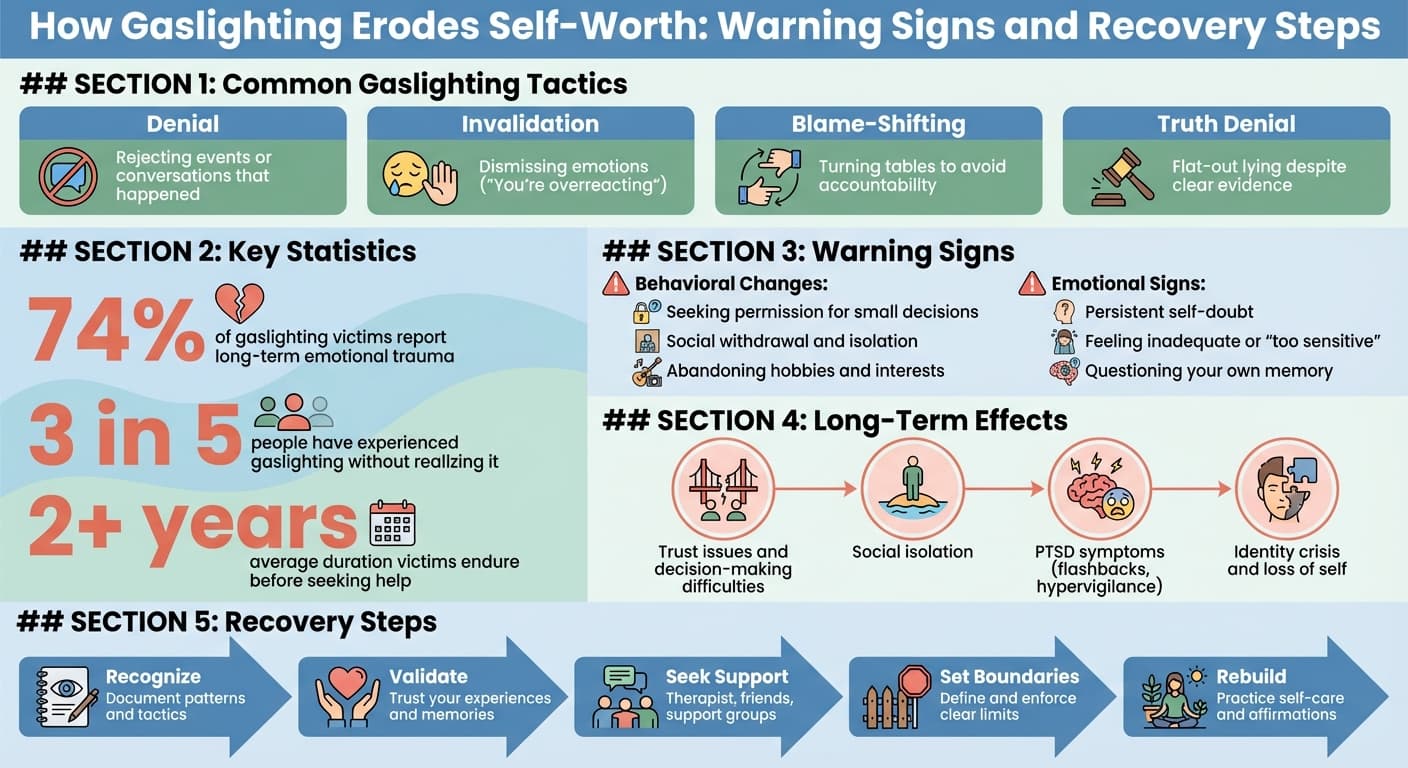 How Gaslighting Erodes Self-Worth: Warning Signs and Recovery Steps