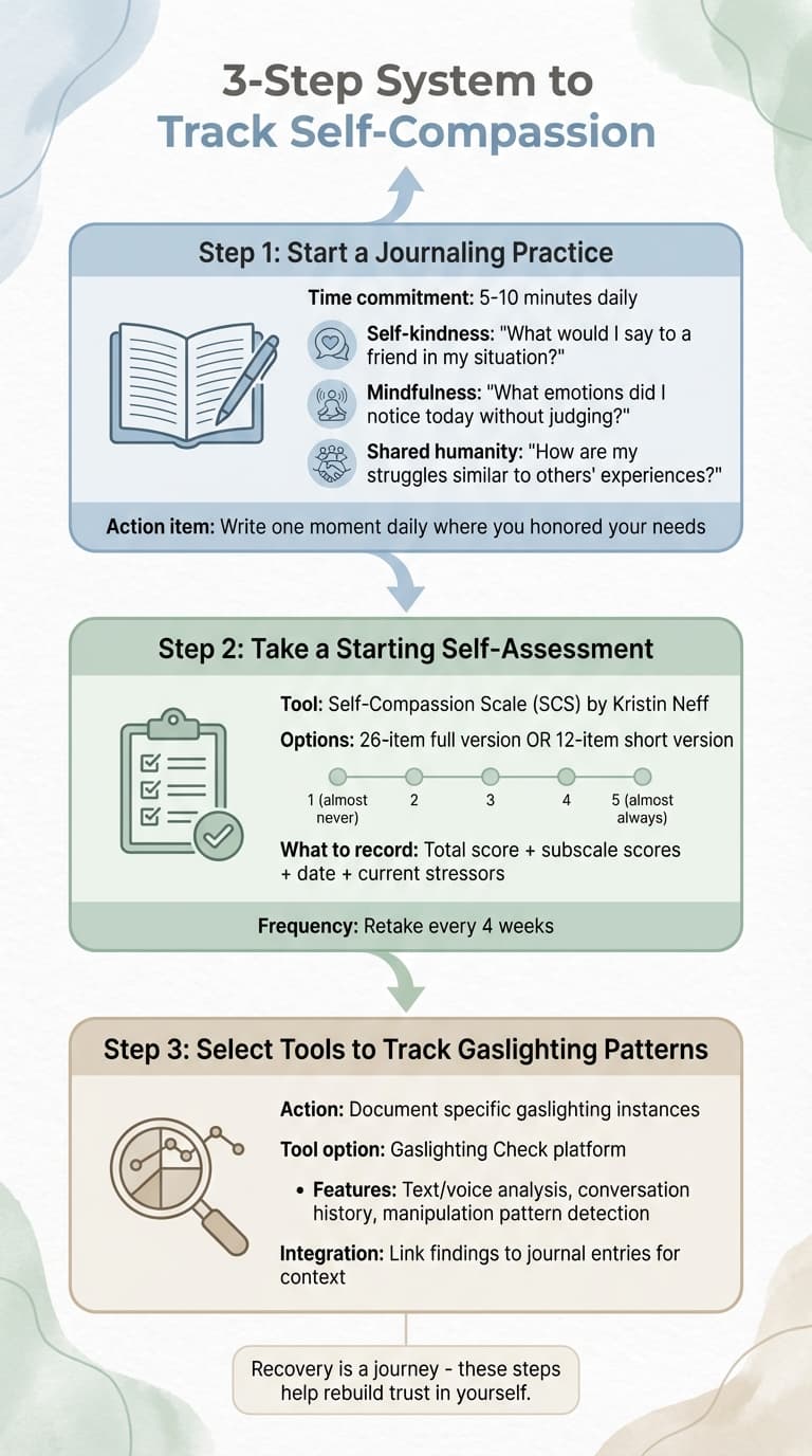 3-Step System to Track Self-Compassion After Gaslighting