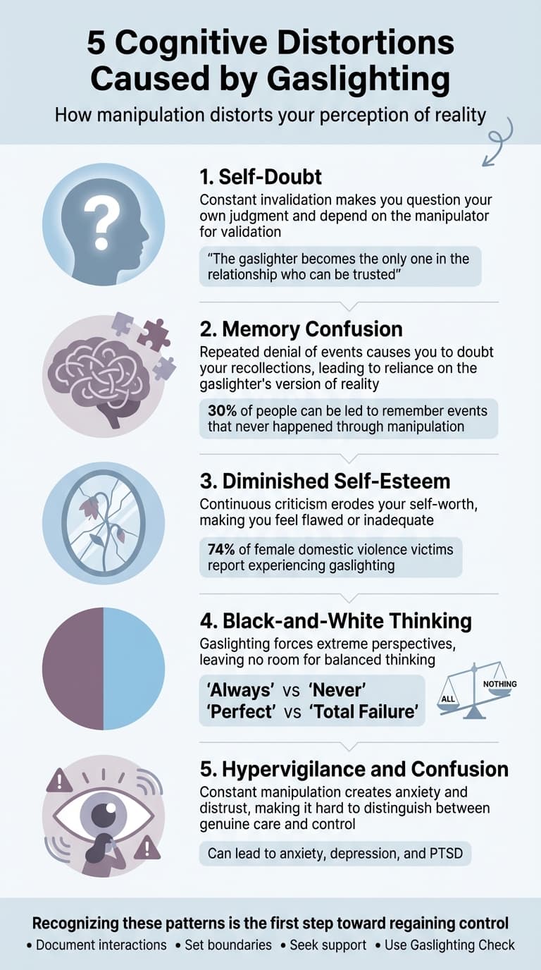 5 Cognitive Distortions Caused by Gaslighting Infographic