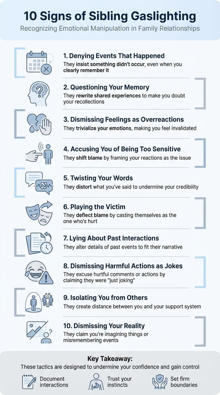 10 Signs of Sibling Gaslighting: Recognition Guide