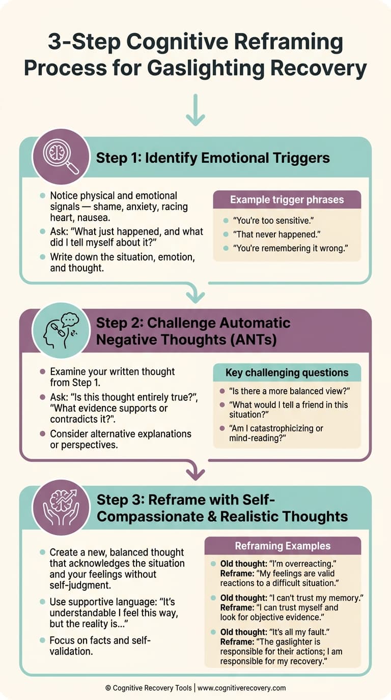 3-Step Cognitive Reframing Process for Gaslighting Recovery