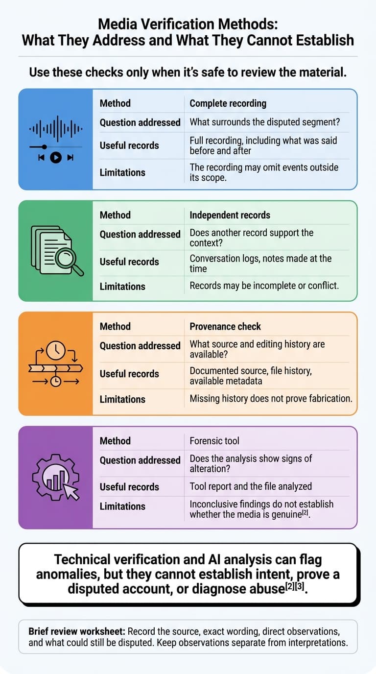 Media Verification Methods: Uses and Limits
